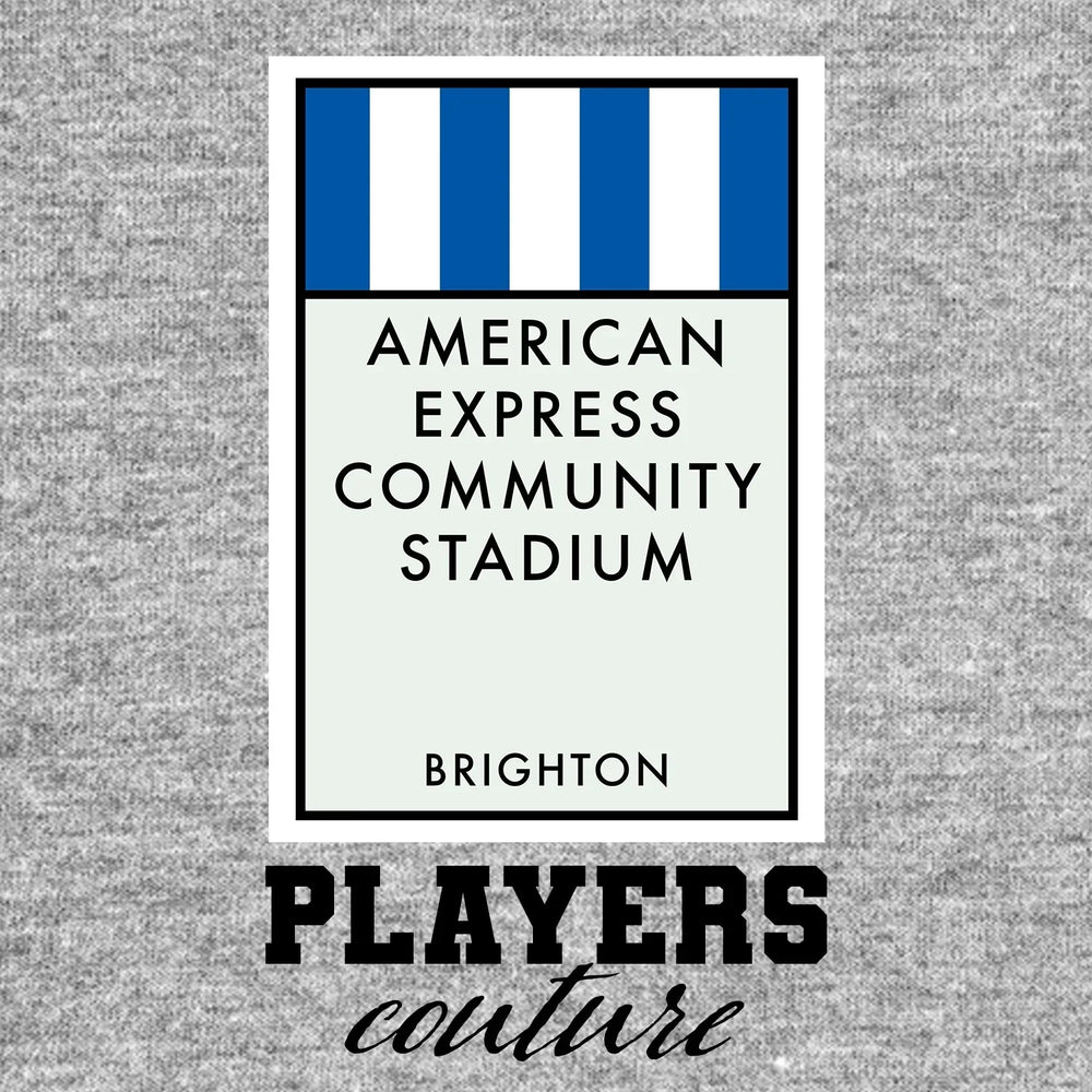 Brighton & Hove Albion Monopoly Card t-shirt – grey men's t-shirt with black Brighton & Hove Albion Monopoly Card letters