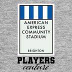 Brighton & Hove Albion Monopoly Card t-shirt – grey men's t-shirt with black Brighton & Hove Albion Monopoly Card letters