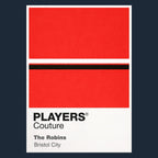 Bristol City Classic Football Shirt Colours Frame Men's T-Shirt – navy close-up detail shot of the Bristol City Players