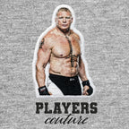 Brock Lesnar Badge Men's Hoodie – black close-up detail shot of the Brock Lesnar Players Couture logo design