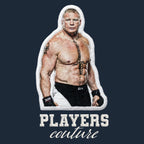 Brock Lesnar Badge Men's Hoodie – white close-up detail shot of the Brock Lesnar Players Couture logo design