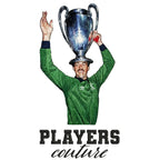Bruce Grobbelaar Badge Men's T-Shirt – white close-up detail shot of the Bruce Grobbelaar Players Couture logo design