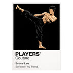 Bruce Lee Bruce Lee's fighting stance, controlled speed and yellow-black action-cinema silhouette Icon Frame artwork on white