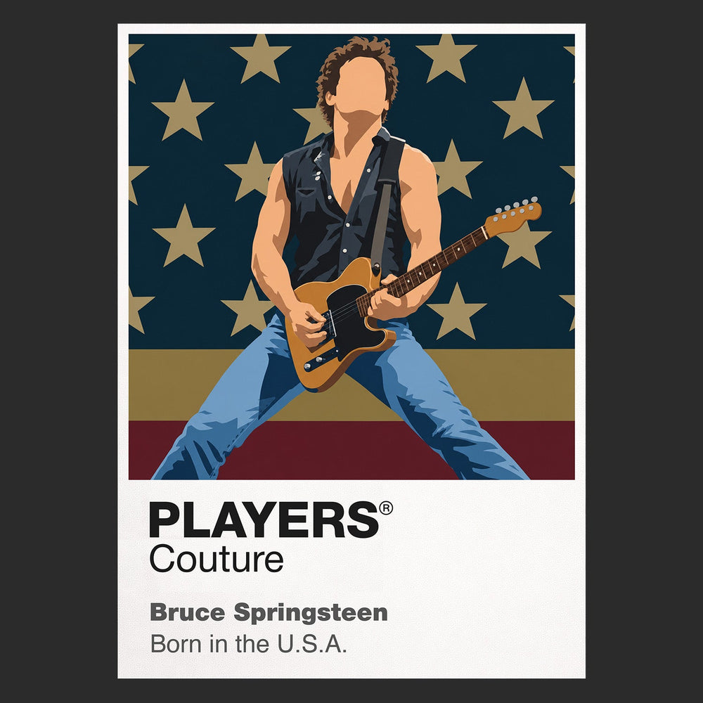 Bruce Springsteen Bruce Springsteen's guitar, rolled sleeves and full-commitment E Street stage posture Icon Frame artwork in black