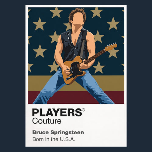 Bruce Springsteen Bruce Springsteen's guitar, rolled sleeves and full-commitment E Street stage posture Icon Frame artwork in navy