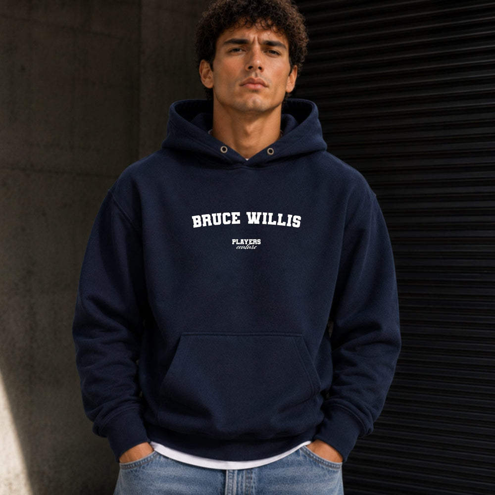 bruce-willis name-print hoodie - black