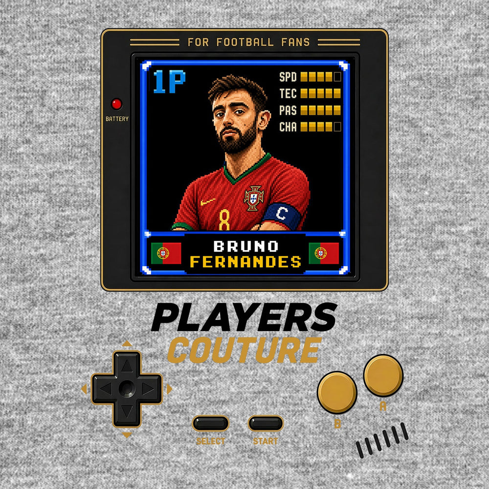 Bruno Fernandes 1P 8-Bit t-shirt retro gaming design by Players Couture