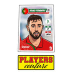 Bruno Fernandes World Cup Sticker Men's T-Shirt – close-up detail shot of the Bruno Fernandes World Cup Players Couture logo