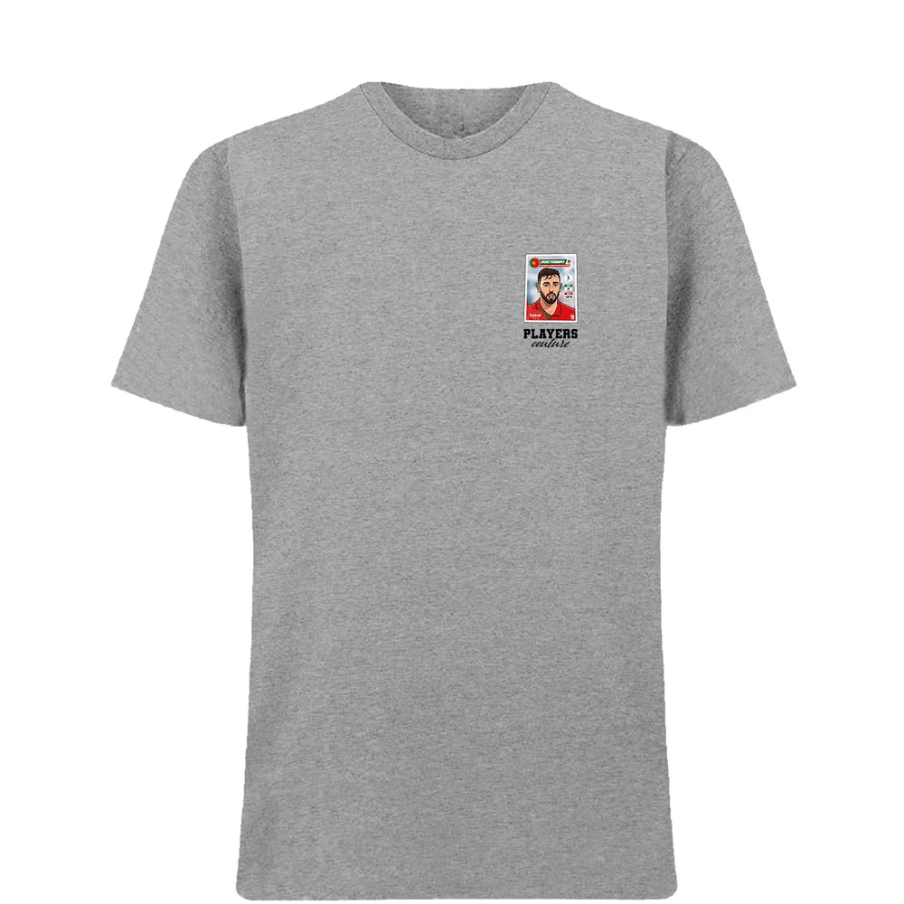 Bruno Fernandes World Cup t-shirt – grey men's t-shirt featuring the Bruno Fernandes World Cup Players Couture logo