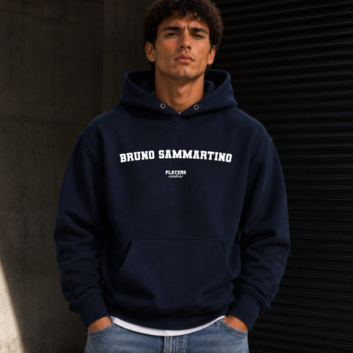 bruno-sammartino name-print hoodie - navy