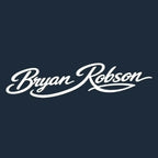 Bryan Robson Logo Men's Hoodie – navy close-up detail shot of the Bryan Robson Players Couture logo design