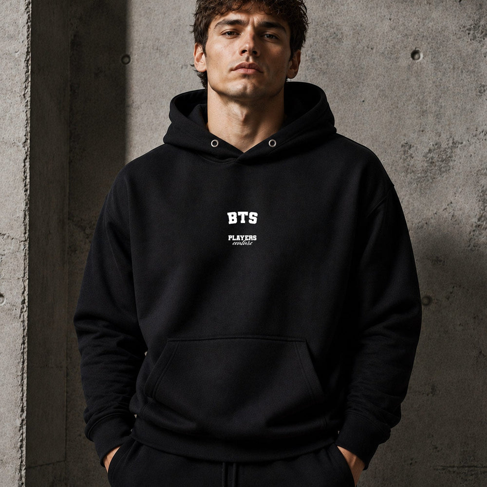 bts name-print hoodie - black