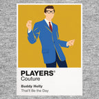 Buddy Holly Buddy Holly's dark-rimmed glasses, hollow-body guitar and clean 1950s silhouette Icon Frame artwork in grey