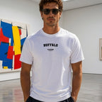 Buffalo Men's T-Shirt — lifestyle photo, White t-shirt