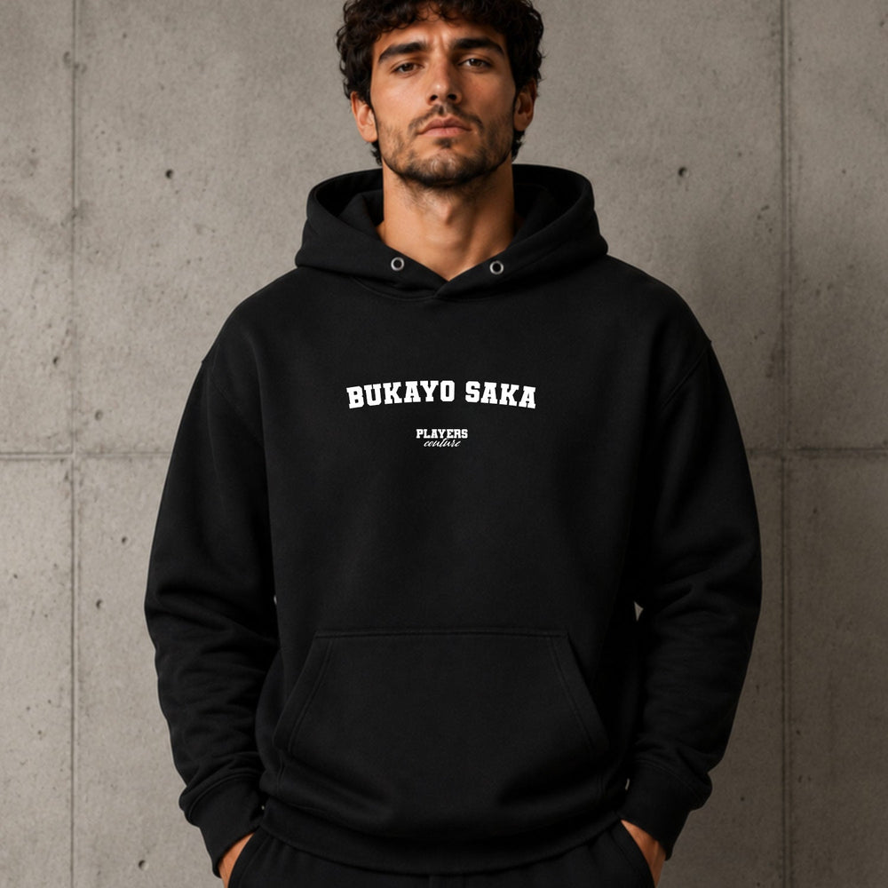 bukayo-saka name-print hoodie - black