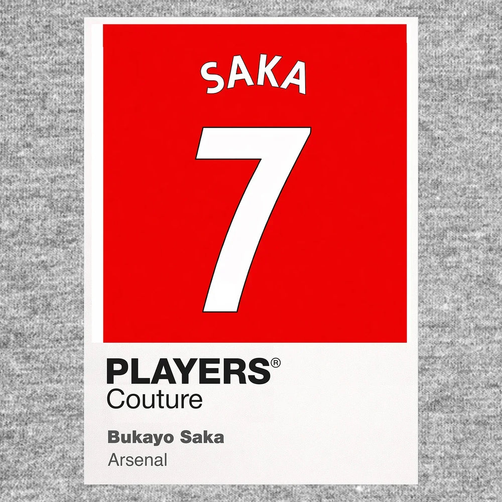 Bukayo Saka 7 Football Shirt Frame Men's Hoodie – grey close-up detail shot of the Bukayo Saka 7 Football Players Couture