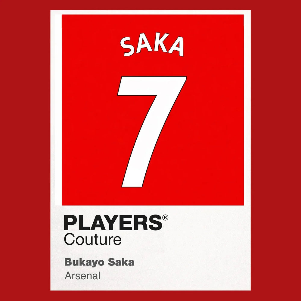 Bukayo Saka 7 Football Shirt Frame Men's Hoodie – red close-up detail shot of the Bukayo Saka 7 Football Players Couture