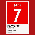 Bukayo Saka 7 Football Shirt Frame Men's Hoodie – red close-up detail shot of the Bukayo Saka 7 Football Players Couture