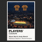 Steve Bull and Andy Mutch Wolves Icons in Lights Frame artwork in black