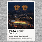 Steve Bull and Andy Mutch Wolves Icons in Lights Frame artwork in grey
