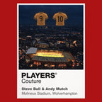 Steve Bull and Andy Mutch Wolves Icons in Lights Frame artwork in red
