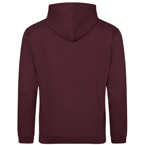 Essentials Collection hoodie – burgundy men's hoodie with white Essentials Collection letters and Players Couture logo on