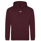 Essentials Collection hoodie – burgundy men's hoodie with white Essentials Collection letters and Players Couture logo on