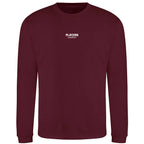 Essentials Collection hoodie – burgundy men's hoodie with white Essentials Collection letters and Players Couture logo on
