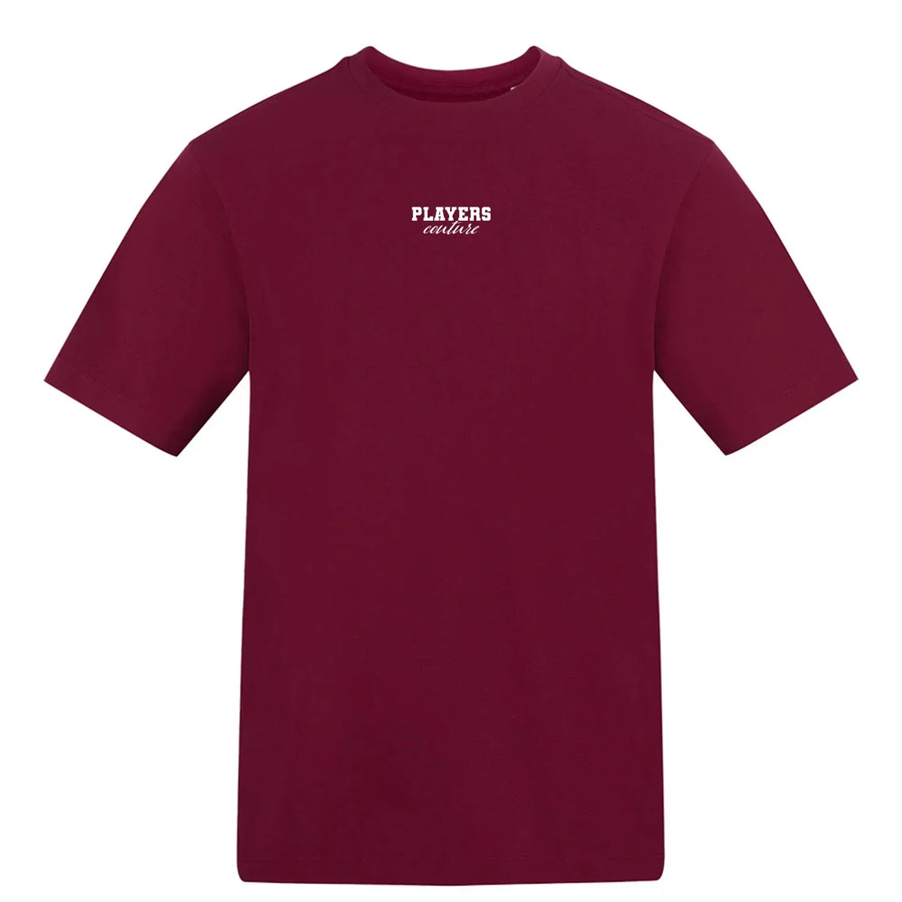 Essentials Collection Players Couture Mens Burgundy Cotton T-Shirt - Burgundy / S | Basics, Essentials Collection, Men's, T-Shirts