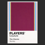 Burnley Classic Football Shirt Colours Frame Men's T-Shirt – black close-up detail shot of the Burnley Players Couture logo