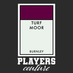 Burnley Monopoly Card t-shirt – black men's t-shirt with white Burnley Monopoly Card letters and Players Couture logo on the