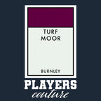 Burnley Monopoly Card t-shirt – navy men's t-shirt with white Burnley Monopoly Card letters and Players Couture logo on the