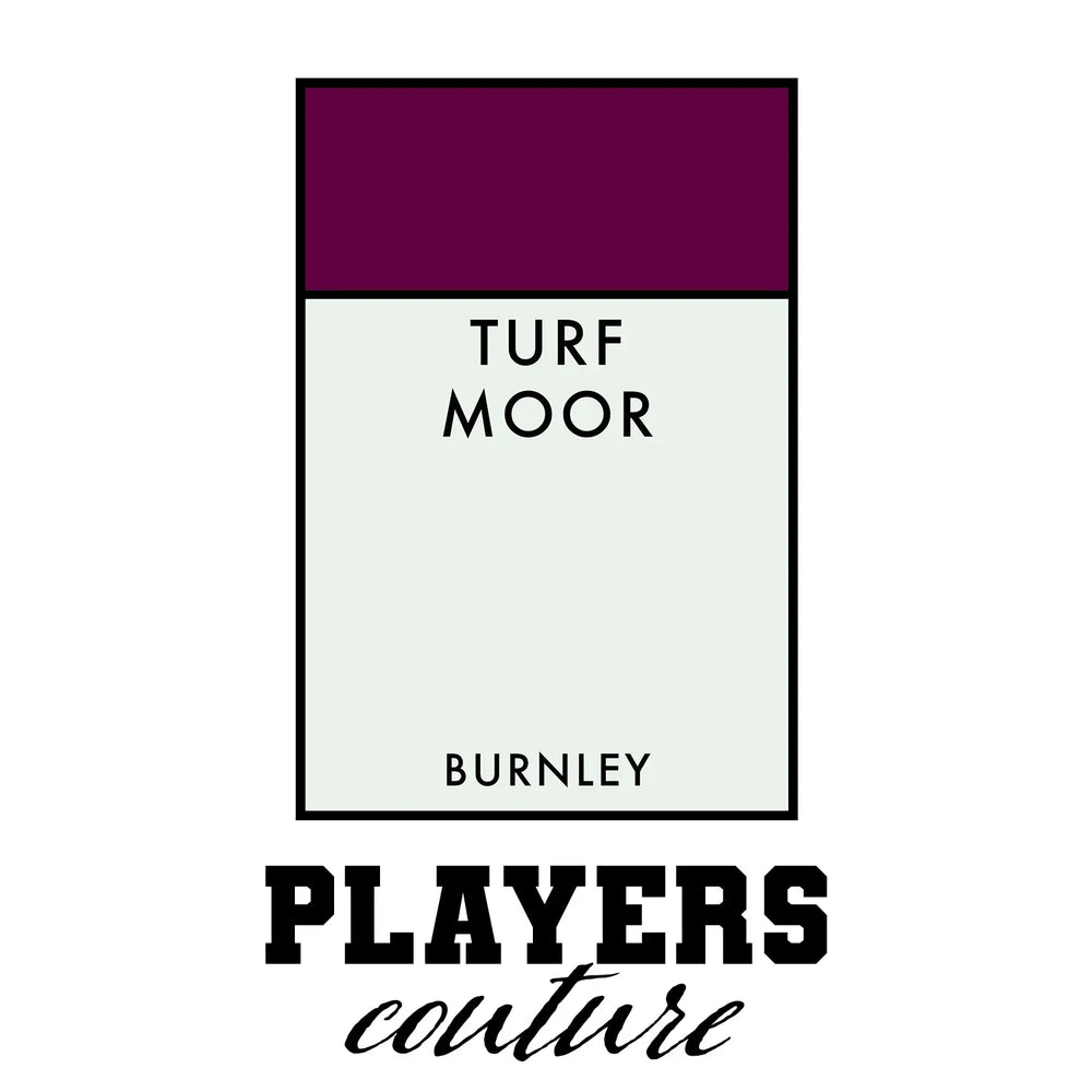 Burnley t-shirt – white men's t-shirt with black Burnley letters and Players Couture logo on the chest
