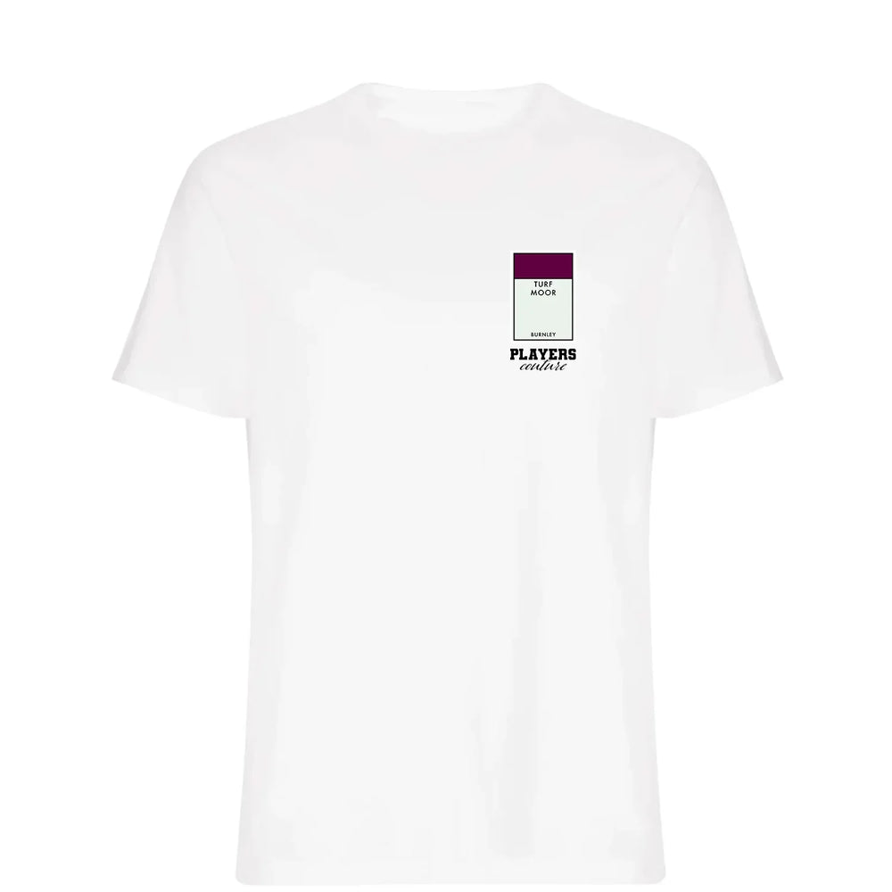 Burnley Monopoly Card t-shirt – navy men's t-shirt with white Burnley Monopoly Card letters and Players Couture logo on the