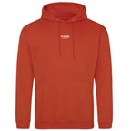Essentials Collection hoodie – orange men's hoodie with black Essentials Collection letters and Players Couture logo on the