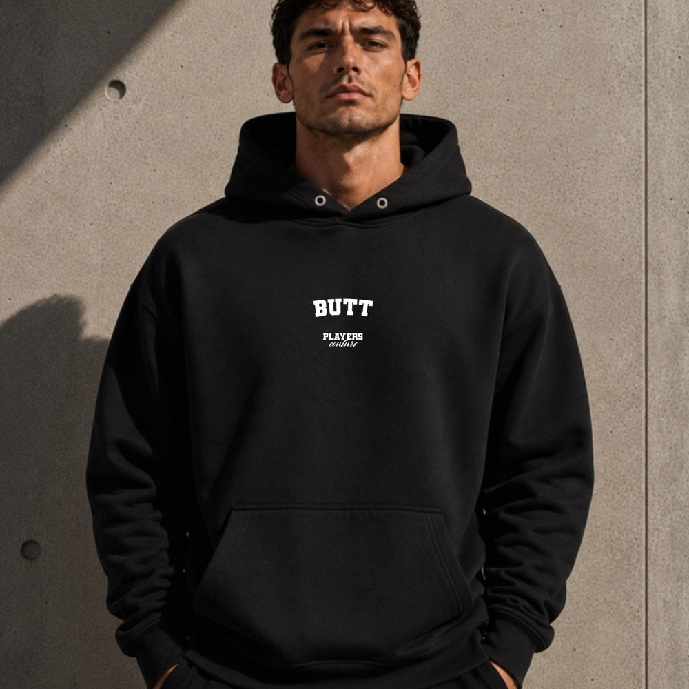 butt name-print hoodie - black