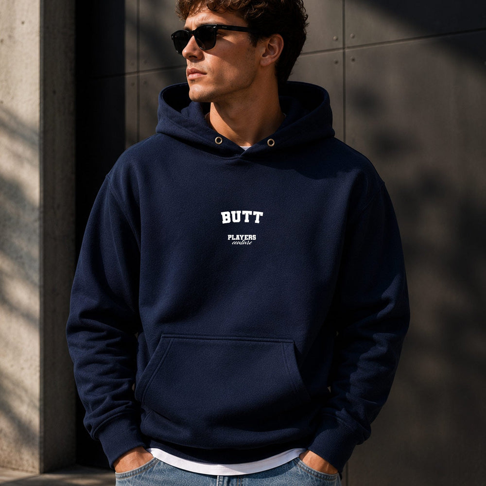 butt name-print hoodie - navy