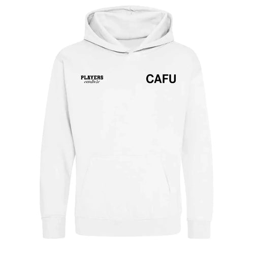 Cafu hoodie – white kids' hoodie featuring the Cafu Players Couture logo