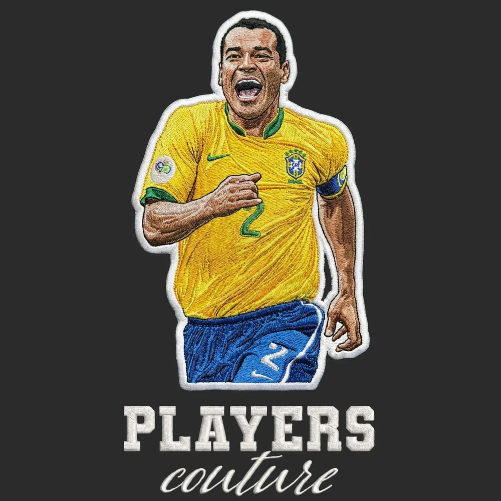 Cafu Badge Men's Hoodie – close-up detail shot of the Cafu Players Couture logo design