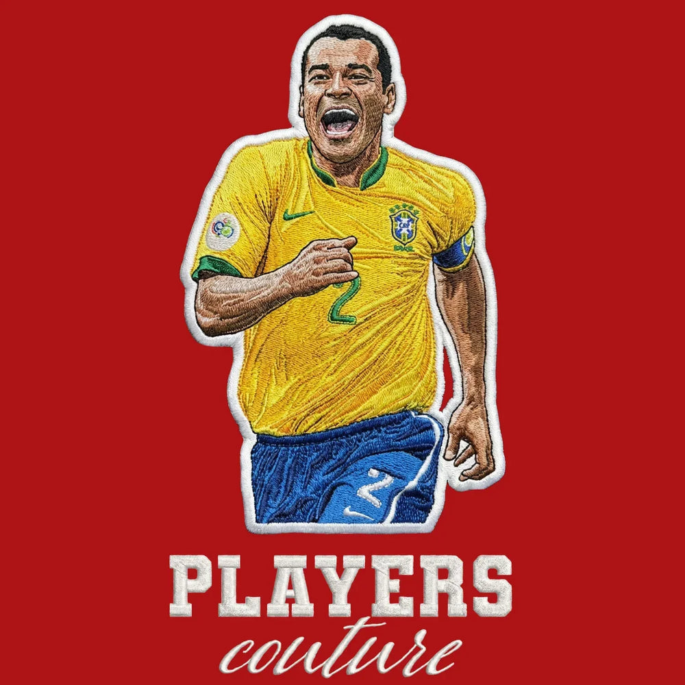 Cafu Badge Men's Hoodie – close-up detail shot of the Cafu Players Couture logo design