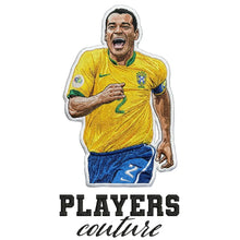 Cafu Badge Men's T-Shirt – white close-up detail shot of the Cafu Players Couture logo design