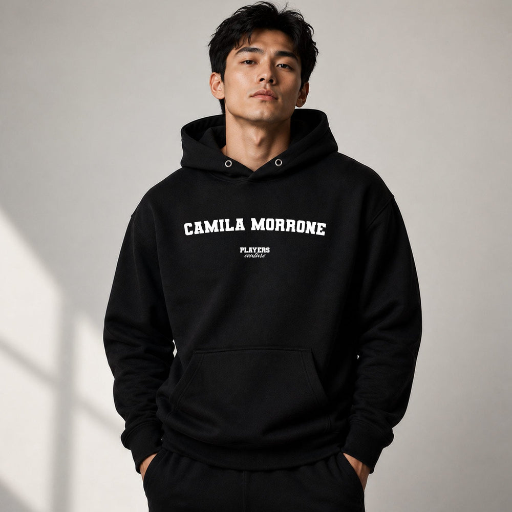 camila-morrone name-print hoodie - black