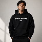 camila-morrone name-print hoodie - black