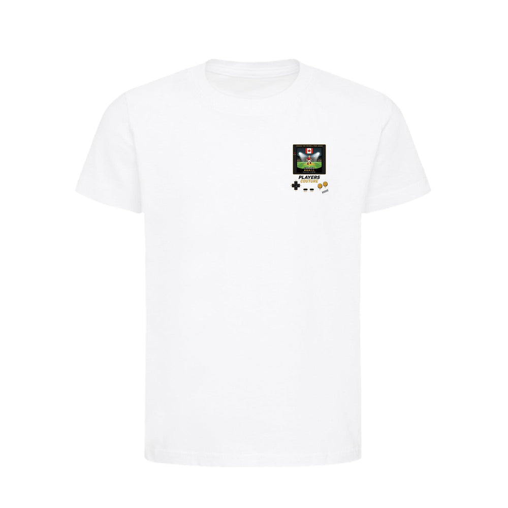 Canada World Cup 8-Bit Kids T-Shirt retro gaming football design by Players Couture