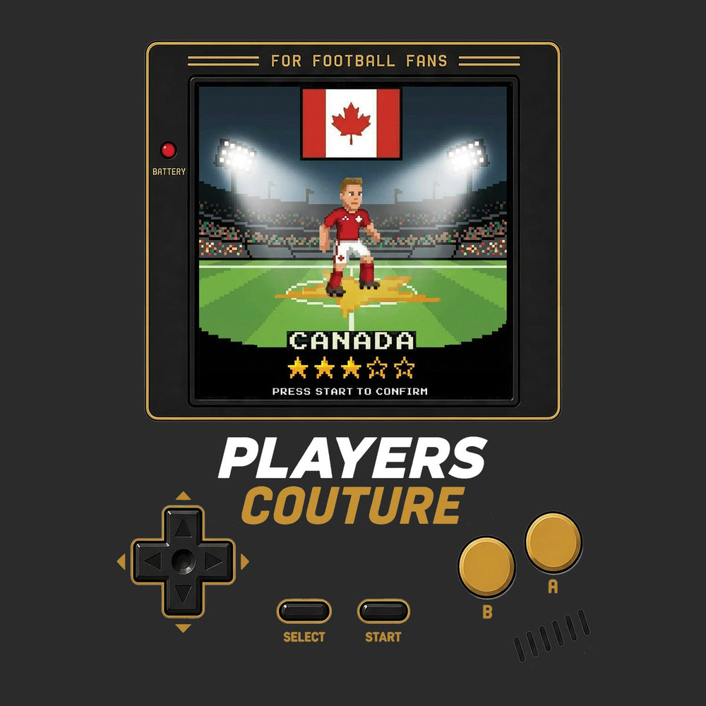 Canada World Cup 8-Bit Kids T-Shirt retro gaming football design by Players Couture
