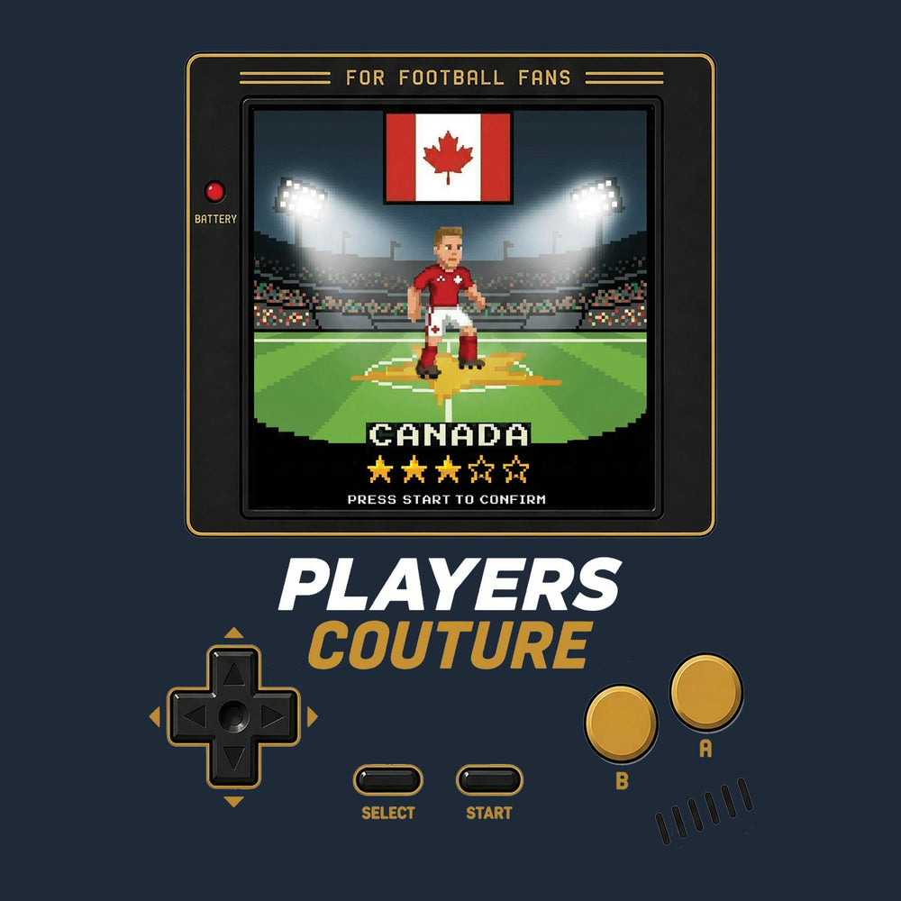 Canada World Cup 8-Bit Kids T-Shirt retro gaming football design by Players Couture