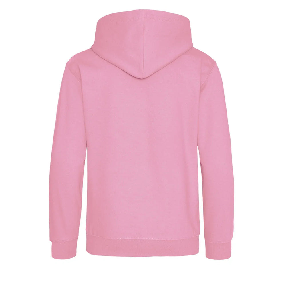 Essentials Collection hoodie – pink kids' hoodie with black Essentials Collection letters and Players Couture logo on the