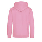 Essentials Collection hoodie – pink kids' hoodie with black Essentials Collection letters and Players Couture logo on the