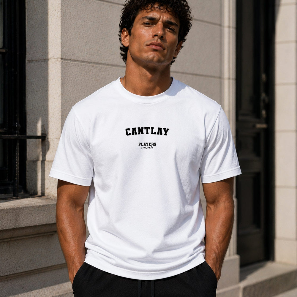 Cantlay Men's T-Shirt — lifestyle photo, White t-shirt