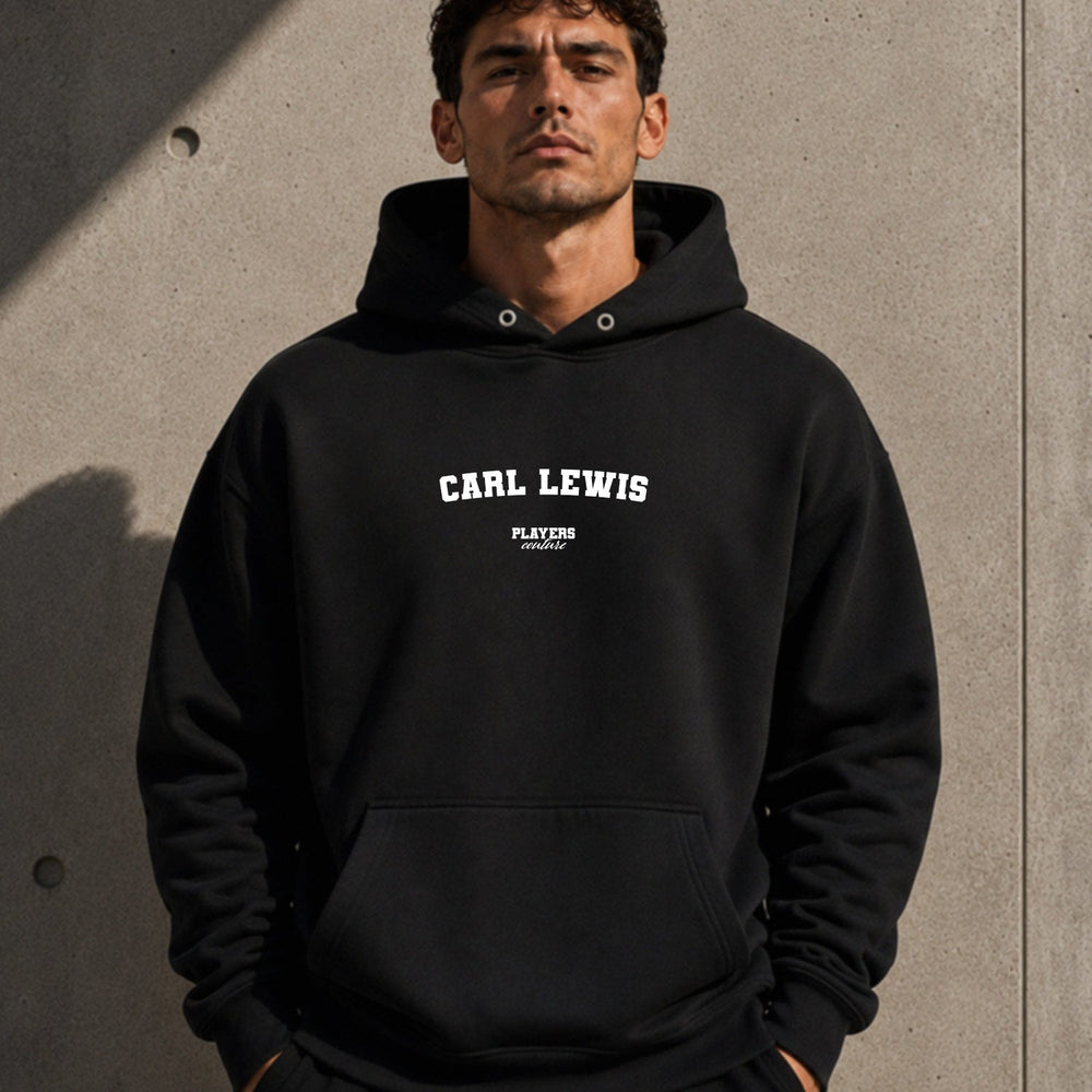 carl-lewis name-print hoodie - black